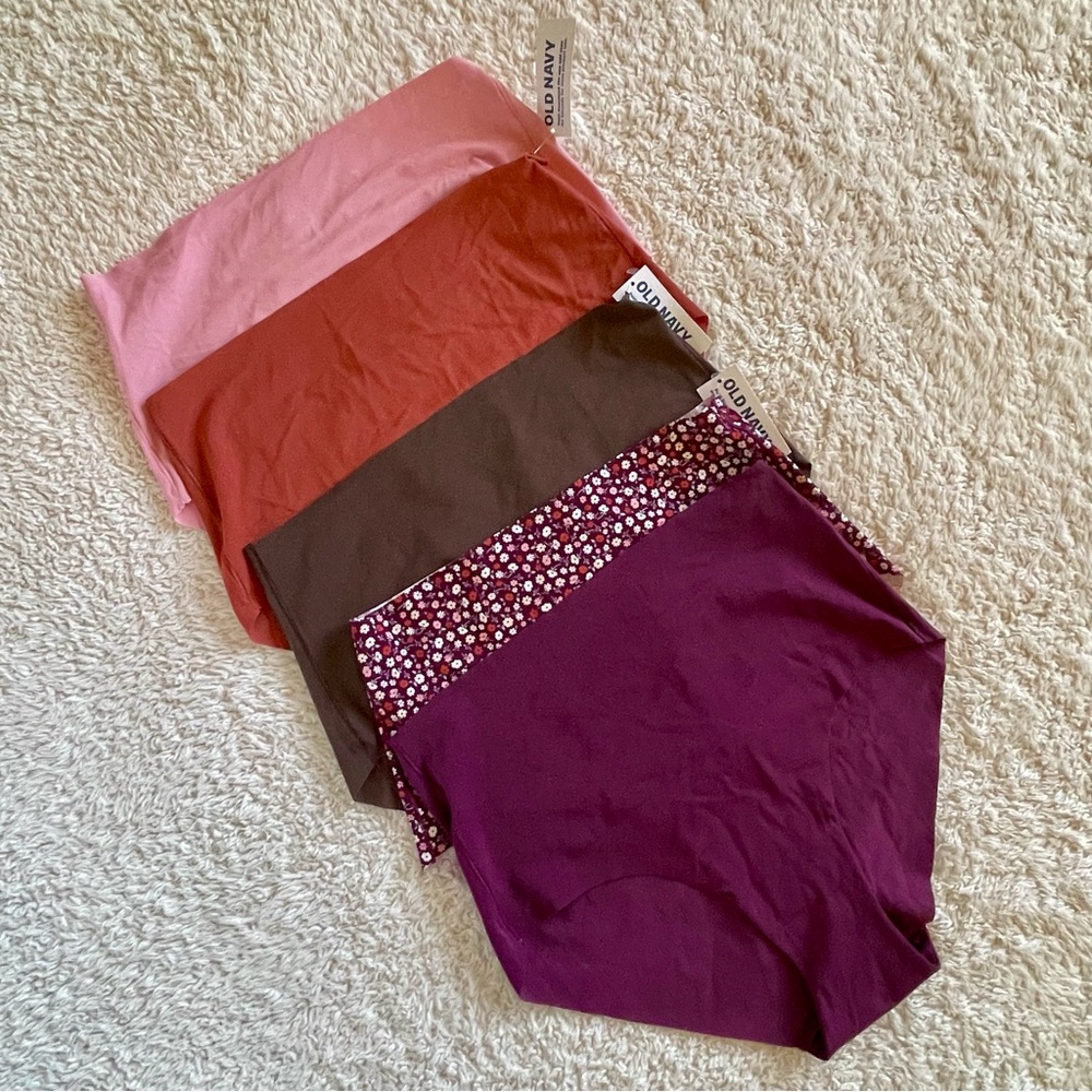 NWT Old Navy Women's Panties Set of 5- Pink, Red, Brown, Purple, Floral New